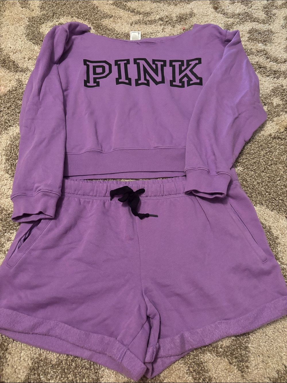 PINK Victoria's Secret Lavender Purple Lounge Shorts Set